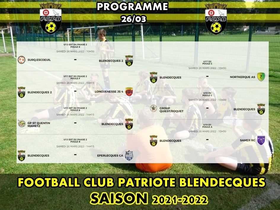 Tout le monde joue : Programme du samedi 26 mars 2022