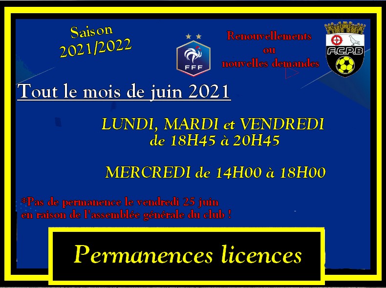 Permanence licence saison 2021-2022
